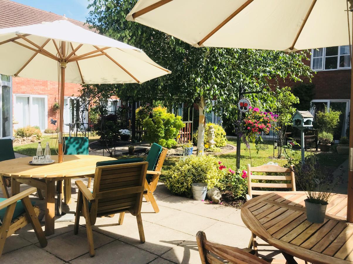 sunny care home garden patio